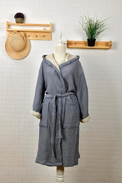 Evini Love MÜSLİN BORNOZ MAVİ