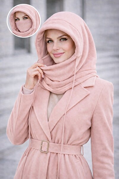 GlassySKY Windproof Fleece Winter Hijab Hat with Openable Face Mask and Neck ...