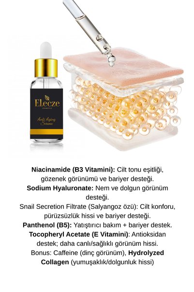 Elecze cosmetıcs Anti-Aging and Anti-Wrinkle Brightening & Moisturizing Collagen Serum 30 ml