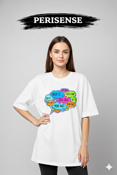 PERISENSE Unisex Bold Thought Printed Premium Combed Cotton Oversized T-Shirt