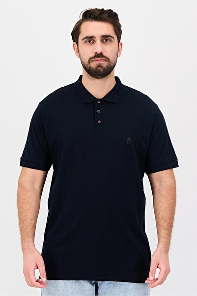 French Connection Men Spread Collar Short sleeve Brand Logo Polo Shirt, Marin...