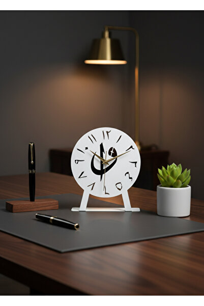 MOOCLOCK Lüks Metal Elif Vav Tasarım Dekoratif Masa Saati Sessiz Akar Mekaniz...