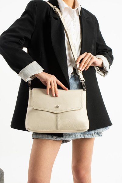 PIEL LINO Women's Genuine Leather Crossbody Bag Pl028-D Beige
