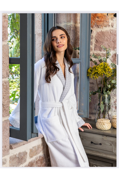 Özdilek Strap Aile Seti Bornoz Takımı Bej-Gri