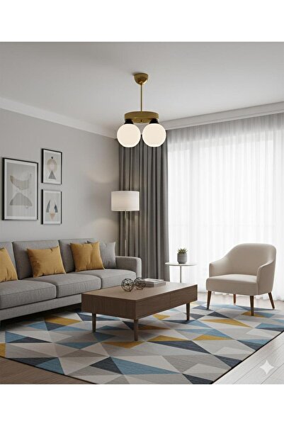 BİAVİZE 2 Lİ YUVARLAK GOLD KASA BEYAZ TOP CAMLI AVİZE