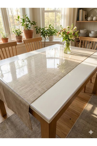 Findify Store Pvc Transparent Thick 1.4 mm Tablecloth Non-Slip Base, All Sizes 1400 Micron