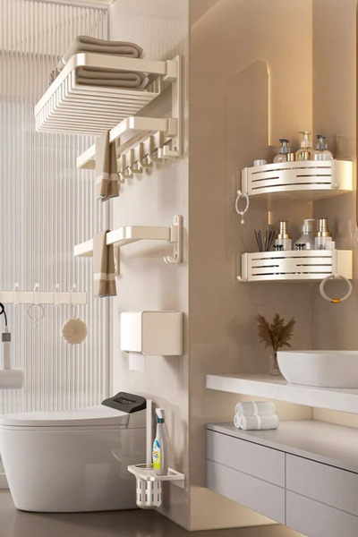 Generic 5-piece wall storage set for the bathroom – practical and stylish des...