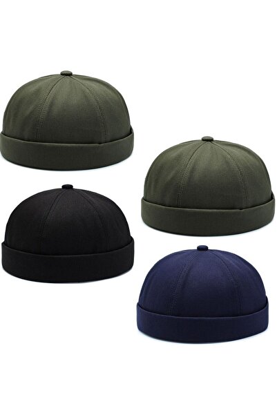 Rupen Kraft Set of 4 100% Cotton Cap Adjustable Docker Hat Summer Skullcap Ha...