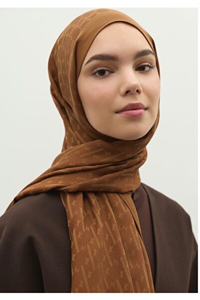 FRESH SCARF Monogram pamuk floş bordo şal