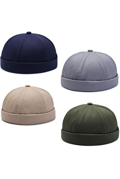 Rupen Kraft Set of 4 100% Cotton Cap Adjustable Docker Hat Summer Skullcap Ha...
