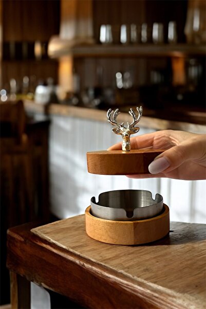 GİSVOL Kül Tablası Geyik Figürlü paslanmaz kül tablası Dekoratif Masa Üstü Kü...