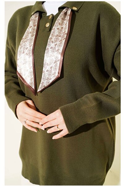 HELNORA سترة نسائية محبوكة مع وشاح