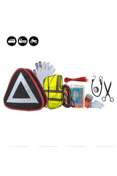 AVA Set Prim Ajutor Auto cu 11 Accesorii, Kit Urgenta Auto cu Vesta Reflector...