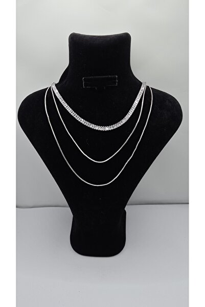 ahsenaksesuar2025 Paslanmaz Çelik Gümüş Renk İnce Zincirli Su Yolu Model Zirk...