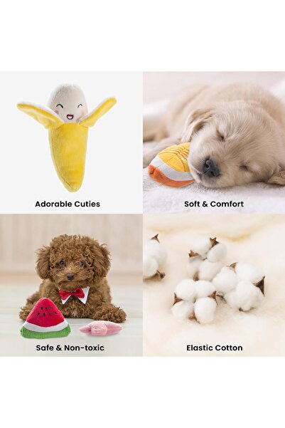 NOCCIOLA Squishy Plus Squeaky Toys, Plush Small Dog Toys for Dogs, Stuffed Dog Toys with Squeakers, 12 pcs Pu