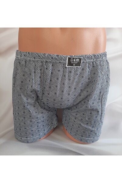 Butik Lacivert desenli %100 pamuk rahat kullanışlı erkek boxer