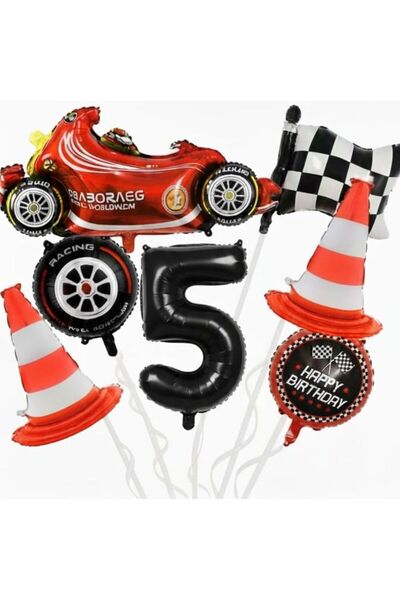 ÇITIPITISTORE مجموعة بالونات على شكل عجلة عائمة لسيارات السباق، مزينة بعلم ور...
