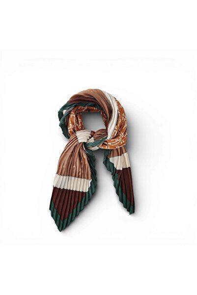 Hedea Layers of Earth Satin Scarf Pleated 70X70 cm
