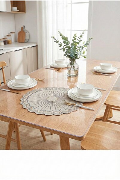 MORENELLEAURA غطاء طاولة شفاف من البولي فينيل كلوريد بسمك 1.4 مم، قاعدة غير ق...