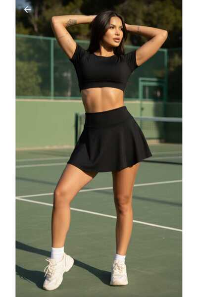 ZUM Fustă scurtă neagră pentru femei, mini, peste genunchi, costum de baie, s...