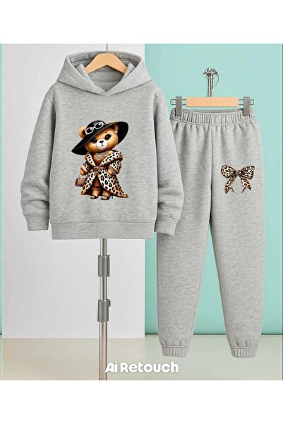 Nice Clothes Παιδικό Σετ Φόρμας με Κουκούλα UNISEX ΑΡΚΟΥΔΑ ΜΕ ΣΧΕΔΙΑΣΜΟ ΛΕΟΠΑΡ