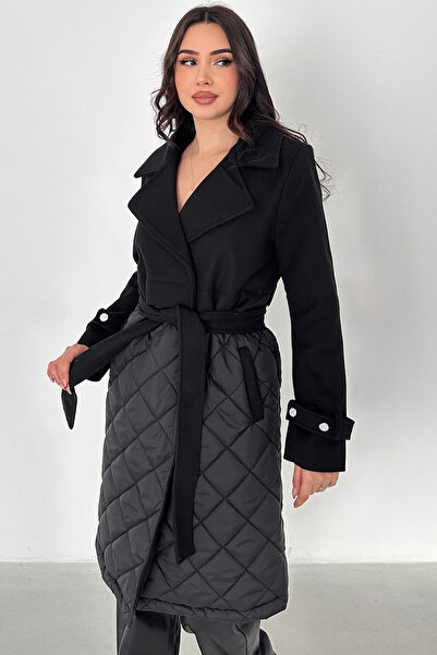 AsprinFashion Top Stitched Bottom Quilted Coat