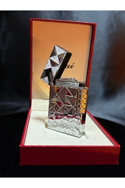 derui Gazlı Çakmak – Geometrik Desenli Parlak Metal Tasarım, Özel Kutulu, Lük...
