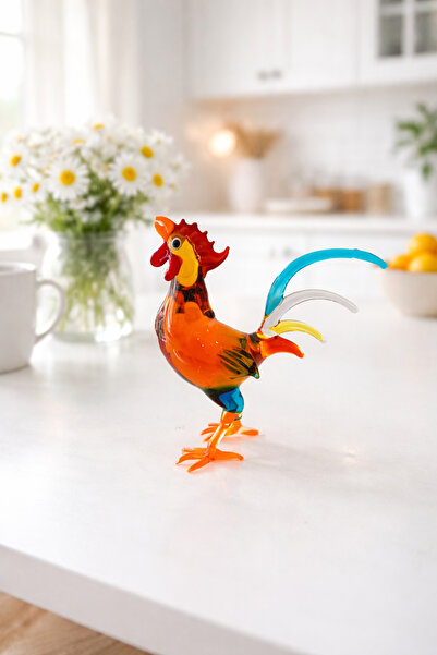ADAMODART Renkli Horoz El Yapımı Dekoratif Horoz Biblo