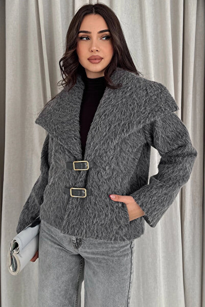 AsprinFashion Leather Belt Buckle Coat