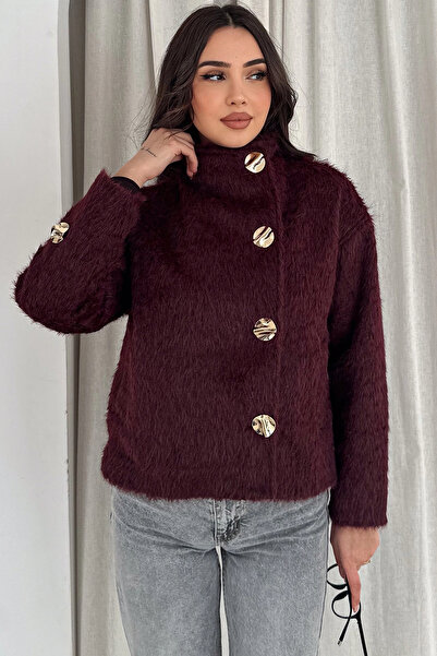 AsprinFashion Gray Fabric Side Closure Coat