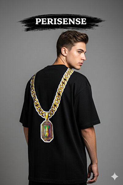 PERISENSE Unisex Wild Gold Printed Premium Combed Cotton Oversized T-Shirt