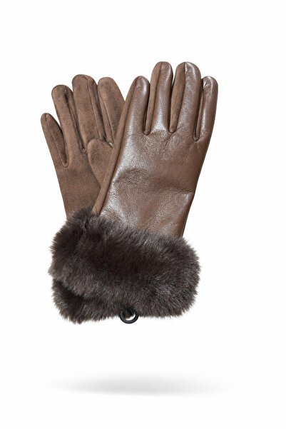 FİxTEKNO Kürklü Süet ve Deri Eldiven