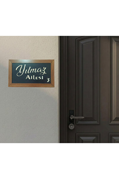 YuBaMar Wooden Framed Family Name and Door Number Sign – Decorative Door Orna...