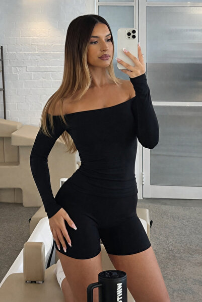 ÖZ PAMUK Bluză simplă cu decolteu bărcuță și detaliu asimetric la umăr pentru...