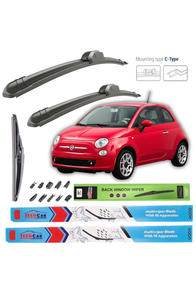TEAMCAR Ștergătoare de parbriz Fiat 500 (2007-2016) - Set complet