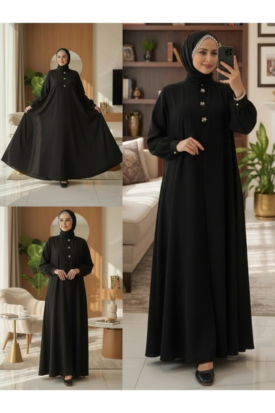 sümeyra Perra düğme detay fermuarli umre ferace