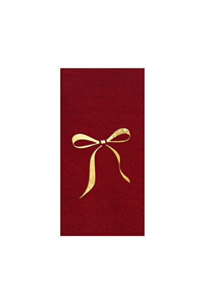 Story مناديل ورقية ملونة باللون العنابي مقاس 33 × 33 سم، مزينة بشريط من ورق ا...