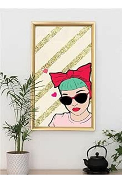 Generic Wall Art with Frame - Pink Glasses Girl