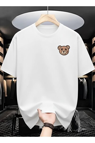 one button Tricou unisex pentru bărbați/ băieți, cu design Bear, cu gât rotun...
