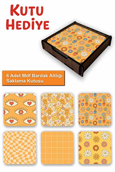 UNT Fun Colorful Set of 6 Mdf Coasters |   Colorful Pop Art Design |   Wooden...