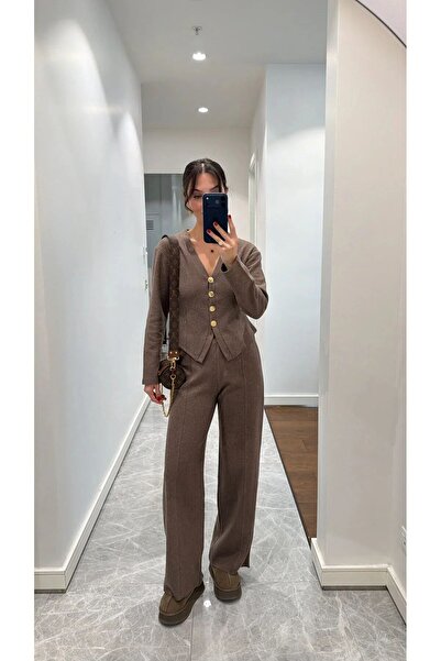 LADY SHOPPING SET PANTALONI CU DETALII BUTOANE AURII