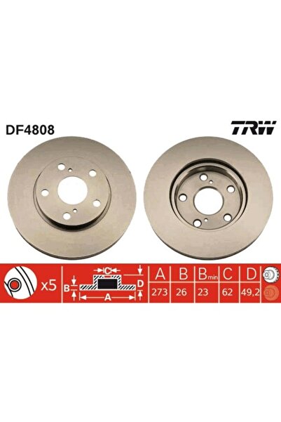 TRW Disc de frână față, 26 mm, 273 mm, negru