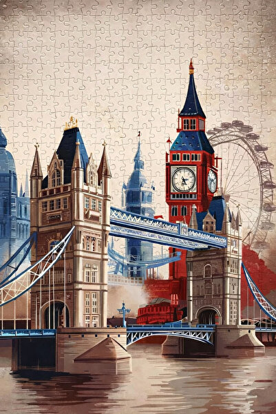 EXİN London 500 Parça Ahşap Puzzle – Düz Kesim | Yetişkin & Gençler İçin Deko...