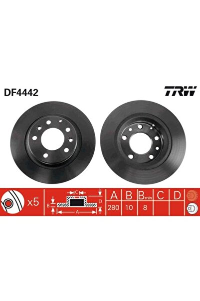 TRW Disc de frână DF4442, 5 găuri, 280x40.2mm, negru
