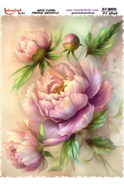 İstanbul Hobi Pirinç Dekopaj Kağıdı 30x42cm PT-3846 Çiçek