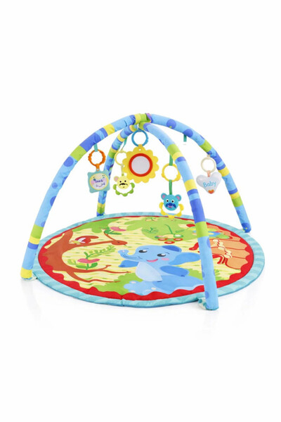 Urbanza Baby Activity Gym & Foldable Play Mat with 5 Hanging Toys, Soft Cushi...