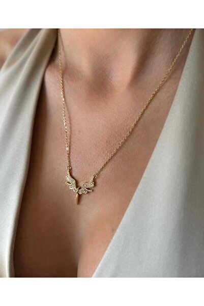 Bubbleatelier Çelik Melek Kanadı Gold Kolye