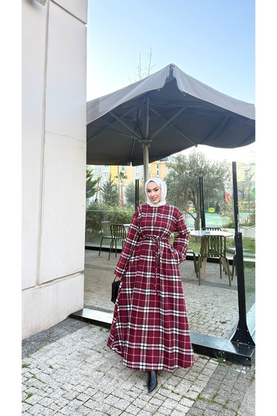 moda zeynaa Ekose Desenli Elbise