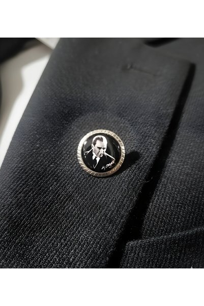 efmues Atatürk yaka rozeti damla mineli siyah renk 10 Kasım yaka rozeti