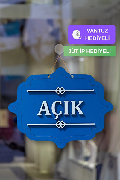 Kutaydan Ahşap Dekoratif Kesim Açık-Kapalı Yazısı -Saks